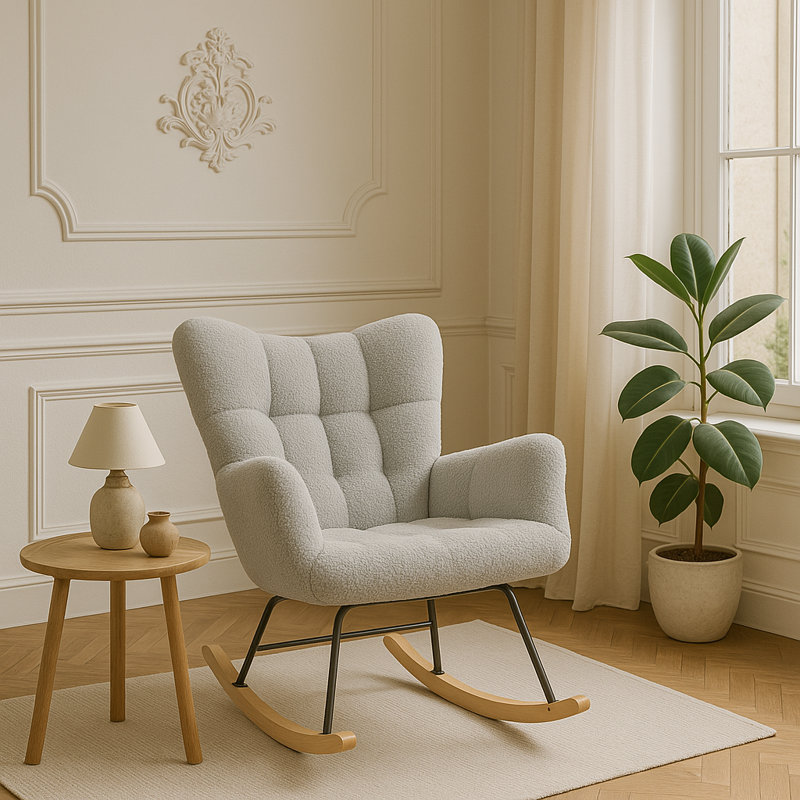 Modern Rocking Chair Cozy and Stylish Armchair for Living Room, Nursery, or Bedroom, Grey