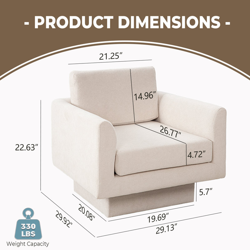360°  Swivel Accent Chair Modern Upholstered Living Room Chair Barrel Chairs, Beige