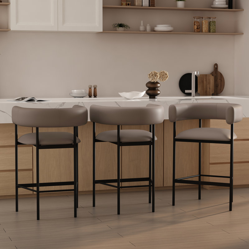 Tabouret de comptoir Onda, Taupe, Tabouret de comptoir (siège d'une hauteur de 27 p