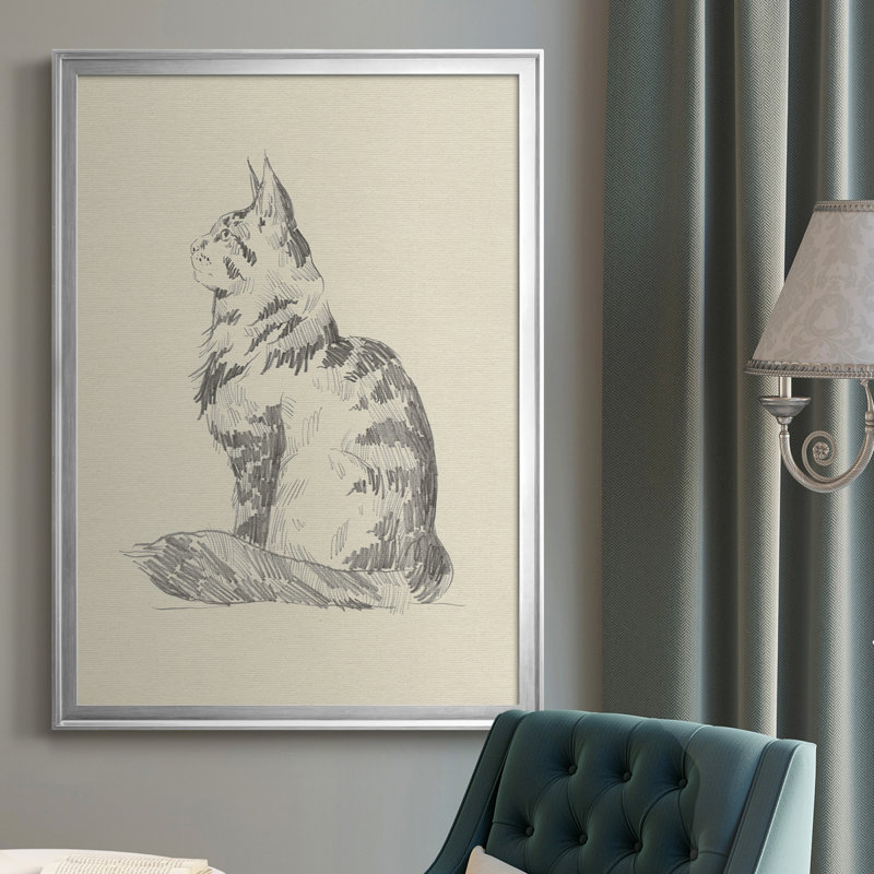 Toile encadrée de qualité supérieure House Cat II - prête à être accrochée, H 36,5 po x l 26,5 po x P 1 po, Argent