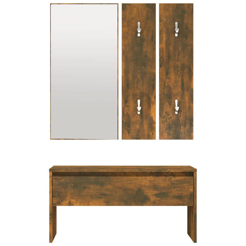 Ivens vidaXL Hallway Furniture Set Engineered Wood, Smoked Oak