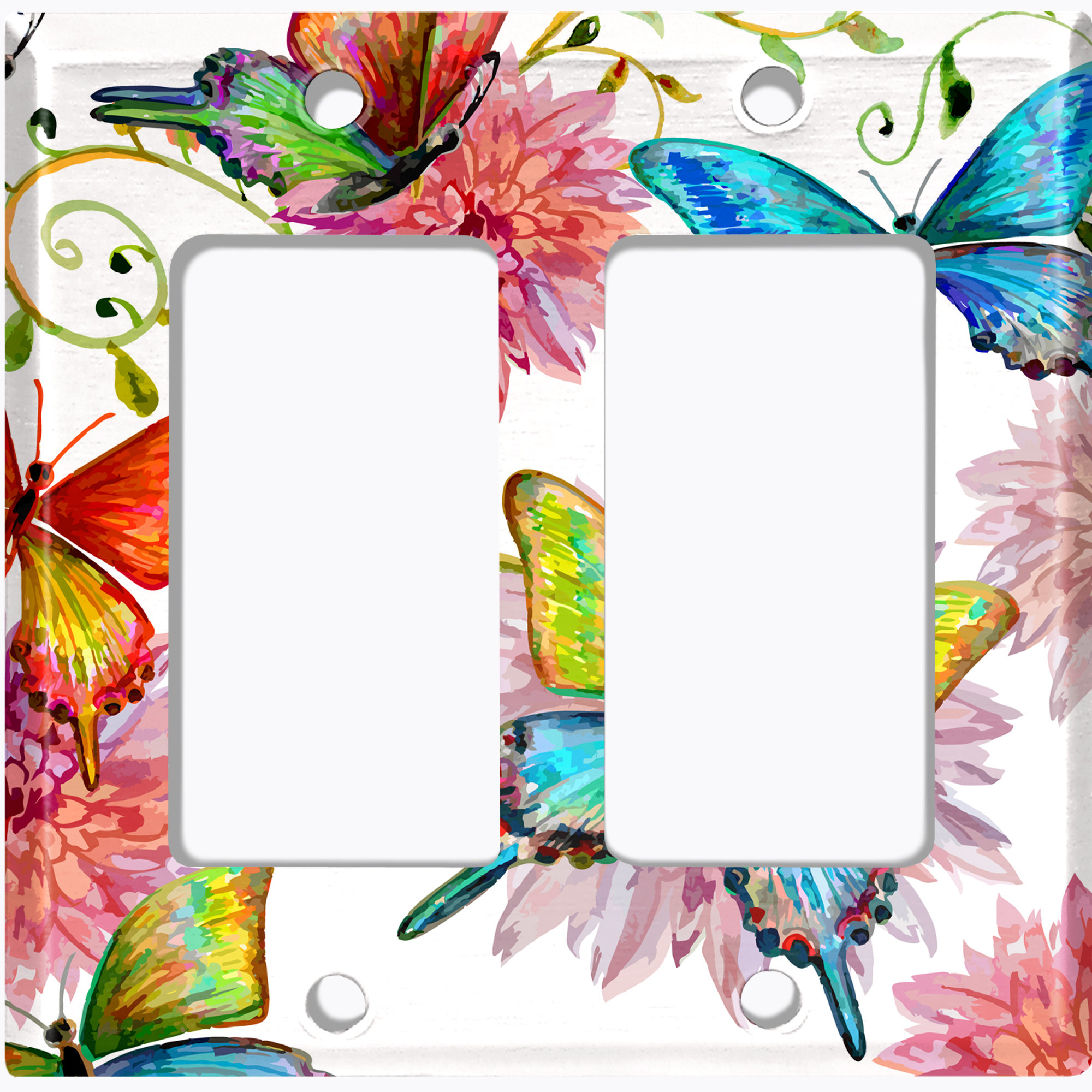 WorldAcc Metal Light Switch Plate Outlet Cover (Colourful Butterflies ...