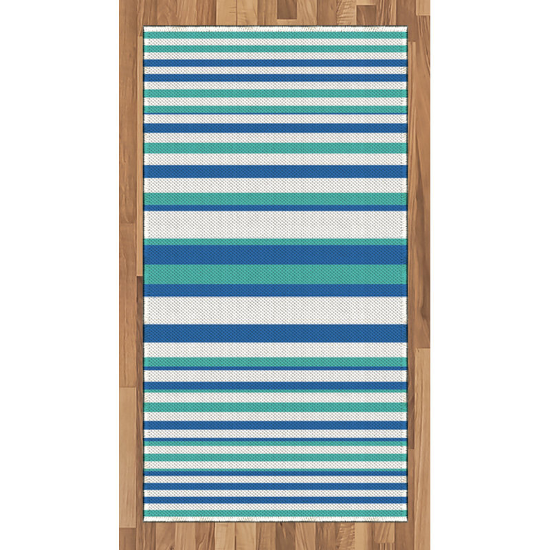 Aqua High Density Long Fiber Poly Threads Decorative Area Rug Carpet, Rectangle 2'7" x 5'