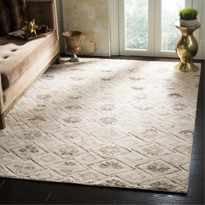 Tapis ivoire en laine noué à la main Palni