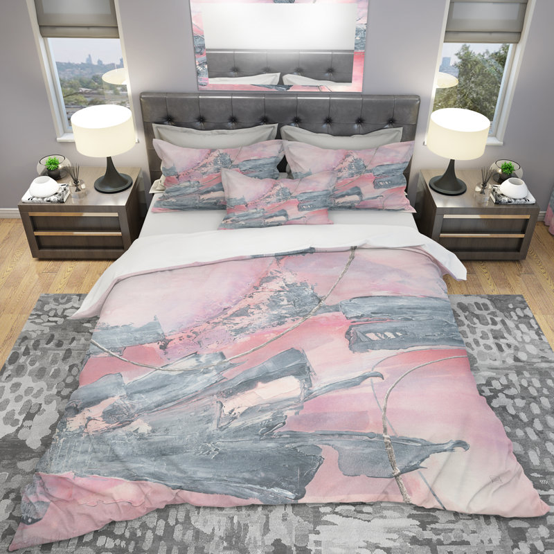 Ensemble de housse de couette Durty Shabby Blush III, Housse de couette très grand + 2 taies décoratives