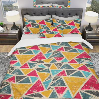 Ensemble de housse de couette à géométrie triangulaire designart