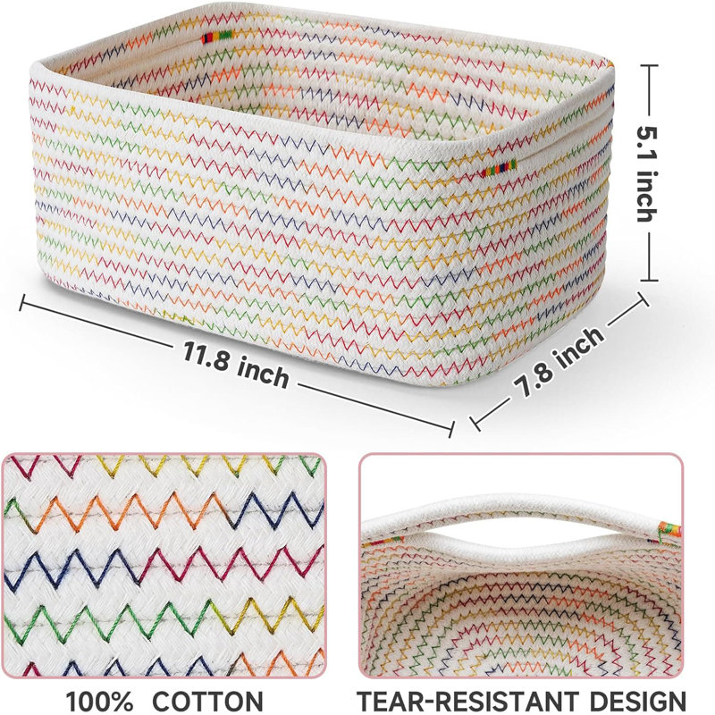 Highland Dunes Cotton Decorative Basket, Multicolor, 12.95cm H x 29.97cm W x 19.81cm D