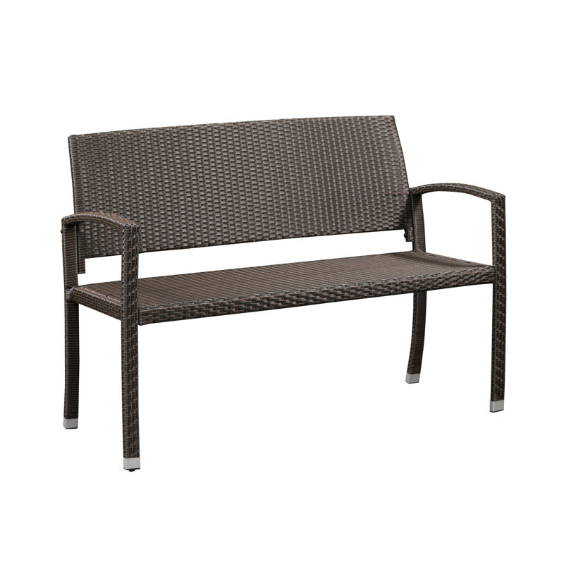 Banc de jardin en osier Frostburg, structure en acier, conception tissée attrayante, assemblage facile