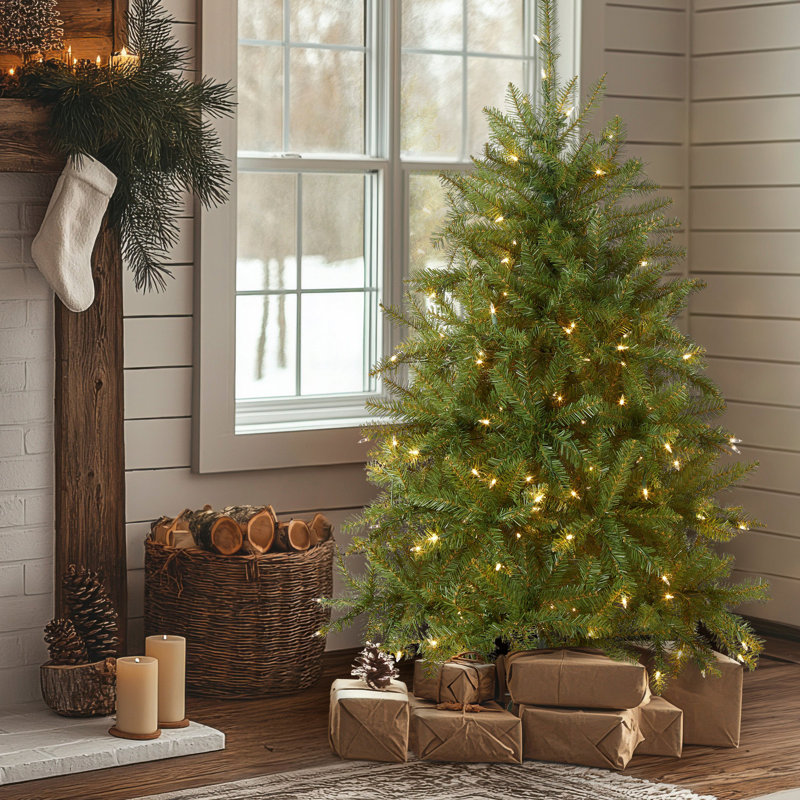 Dunhill Fir Artificial Spruce Christmas Tree, 4', Clear/White Lights