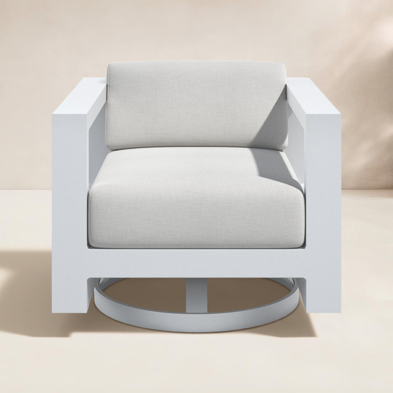 Camela Swivel Aluminum Outdoor Lounge Chair , Sunbrella® Cushions Included, Cast Silver Sunbrella®