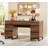 Aadam Home Office Furniture Set: 59In Modern Executive Desk With Charging Station & Drawers And 2 PCS 72In Tall Bookcases With 6 Drawers, Home Office Furniture For Living Room, Bedroom-843154325