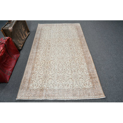 Tapis turc Oushak fait à la main et idéal pour la décoration boho avec de la laine naturelle