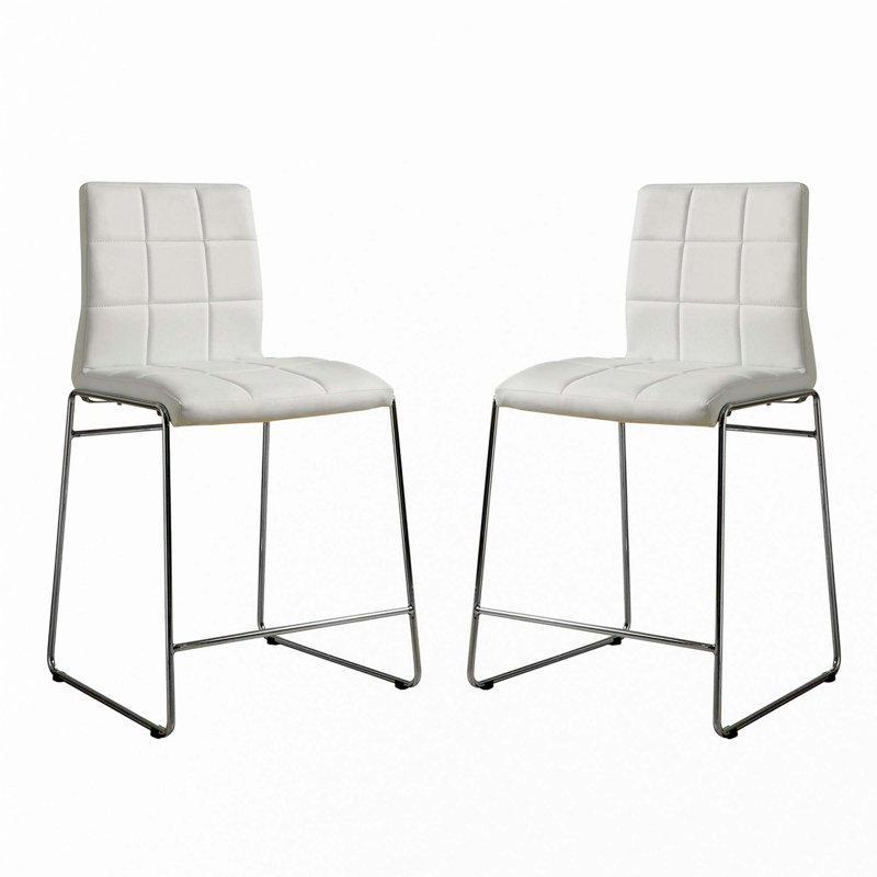 Set Of 2 Leatherette Upholstered Counter Hight Chairs
