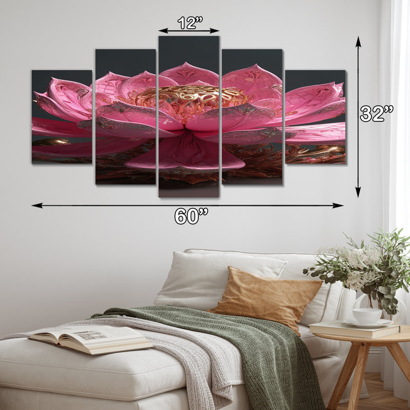 Asya - Lotus Wall Art Print - 5 Panels