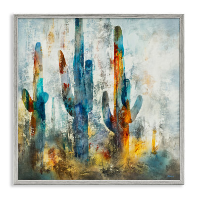 Abstrait, vibrant, cactus, silhouettes, estampe numérique par Scott Brems