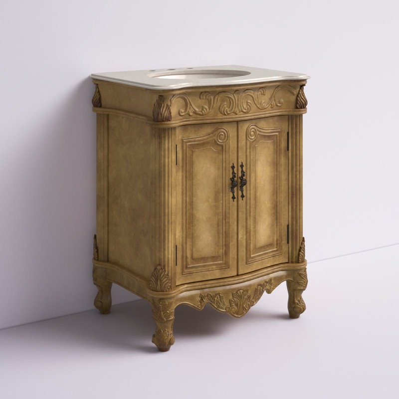 Ensemble de meuble-lavabo simple 27 po Aurillac, Brun clair, Blanc Guangxi