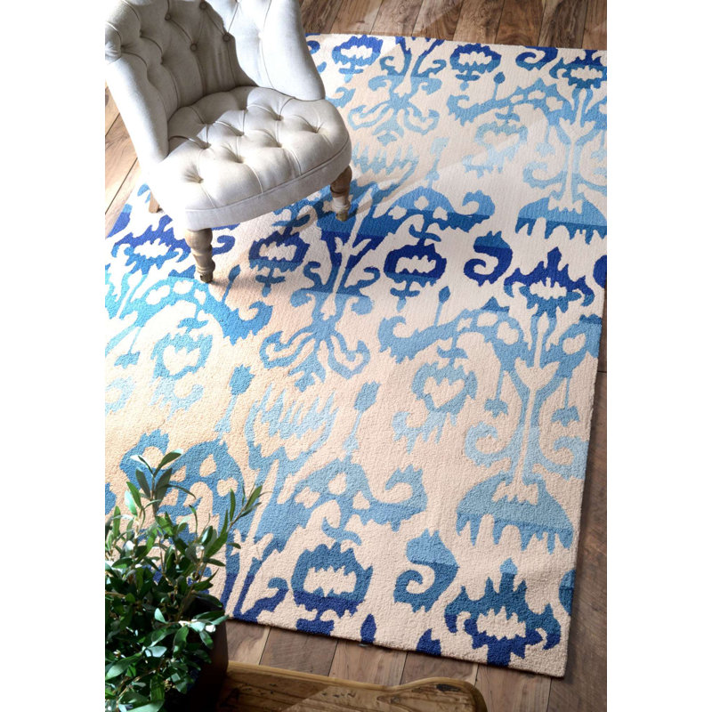 Tapis ikat bleu Oliveri, Rectangle 9 pi x 12 pi