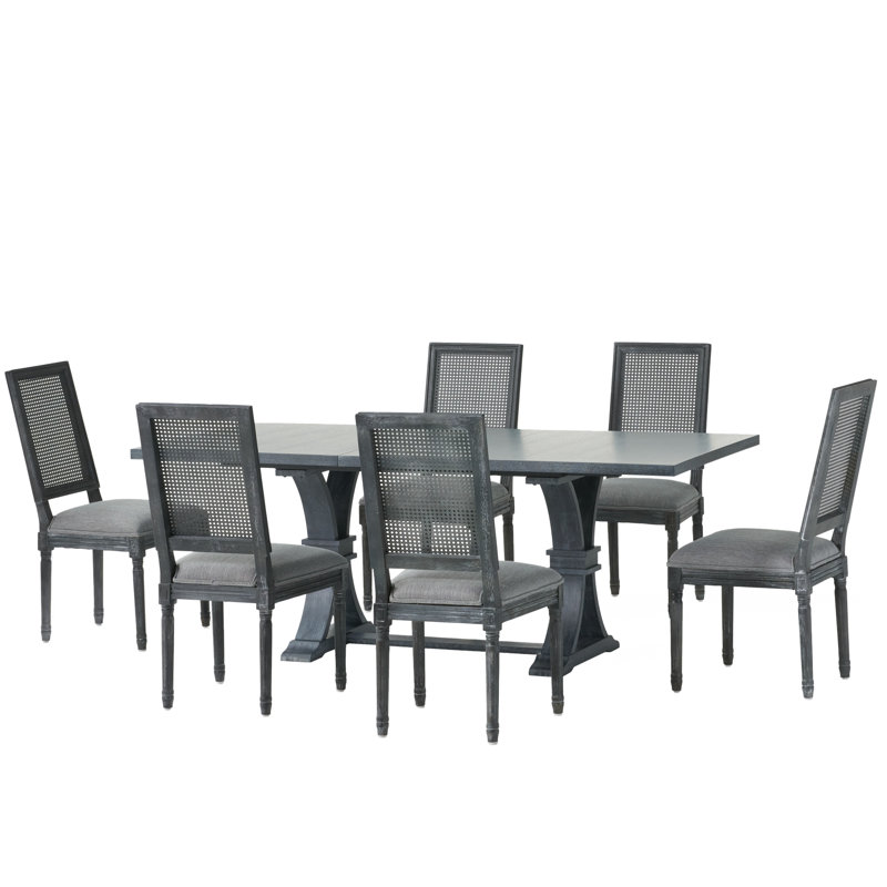 Lamm Extendable Trestle Dining Set, Gray, Gray