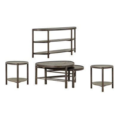 Scottville Shaped Nesting Cocktail Table With 2 Accent End Table And Demilune Sofa Table