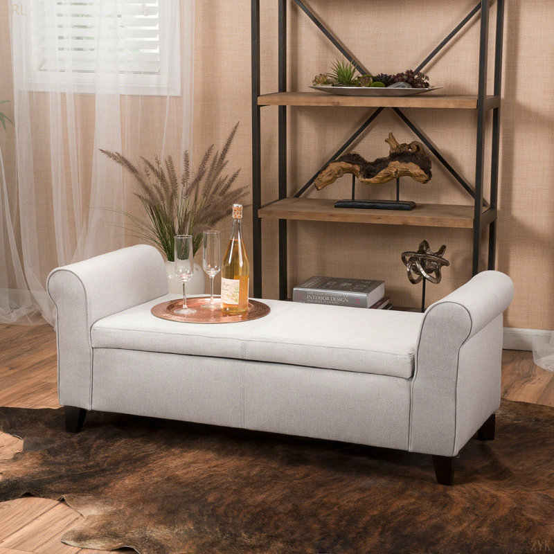 HAYES ARMED STORAGE BENCH, Light Grey
