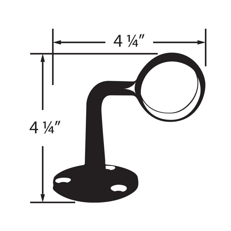 2" Dia. X 4-1/4" H Polished Brass Wall Mount Hand Rail Bracket For 2-Inch Bar Rail