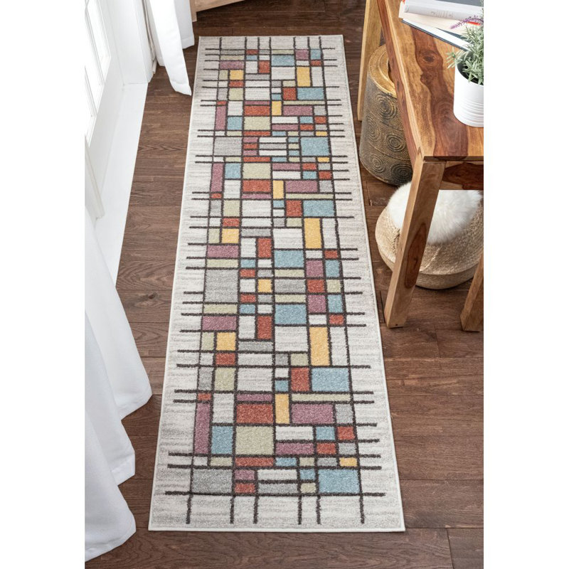 Whoa! Geometric Synthetic Area Rug, Runner 67 x 220cm