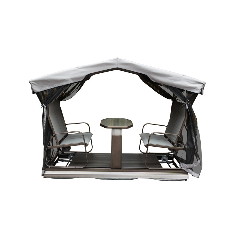 4 balançoires d'extérieur avec auvent et chaise de jardin avec cadre en aluminium fiable