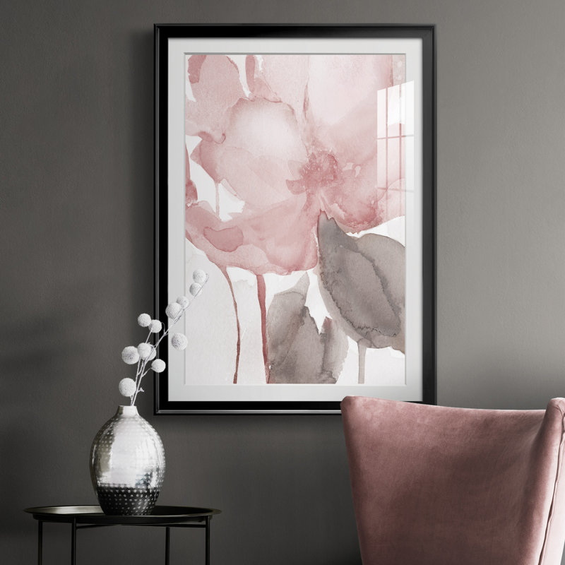 Blush Bloom II - peinture sur toile encadrée, Noir, H 30,5 po x l 42,5 po x P 1,5 po