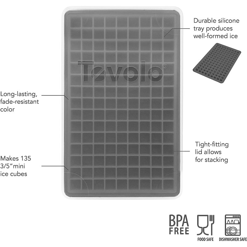 Mini Ice Cube Tray with Lid, Charcoal