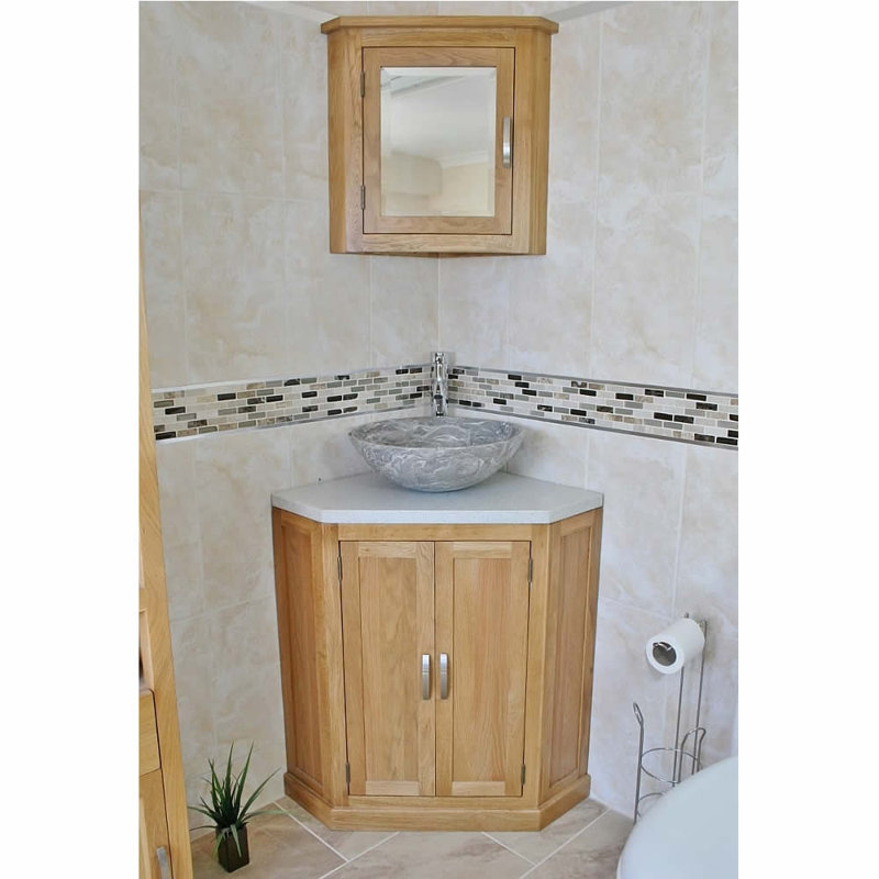 Deck 550mm Single Bathroom Vanity with Vessel Stone Basin, White, Grey