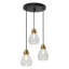 Luminaire suspendu en forme de cloche à 3 lumières noir et or avec abat-jour en verre