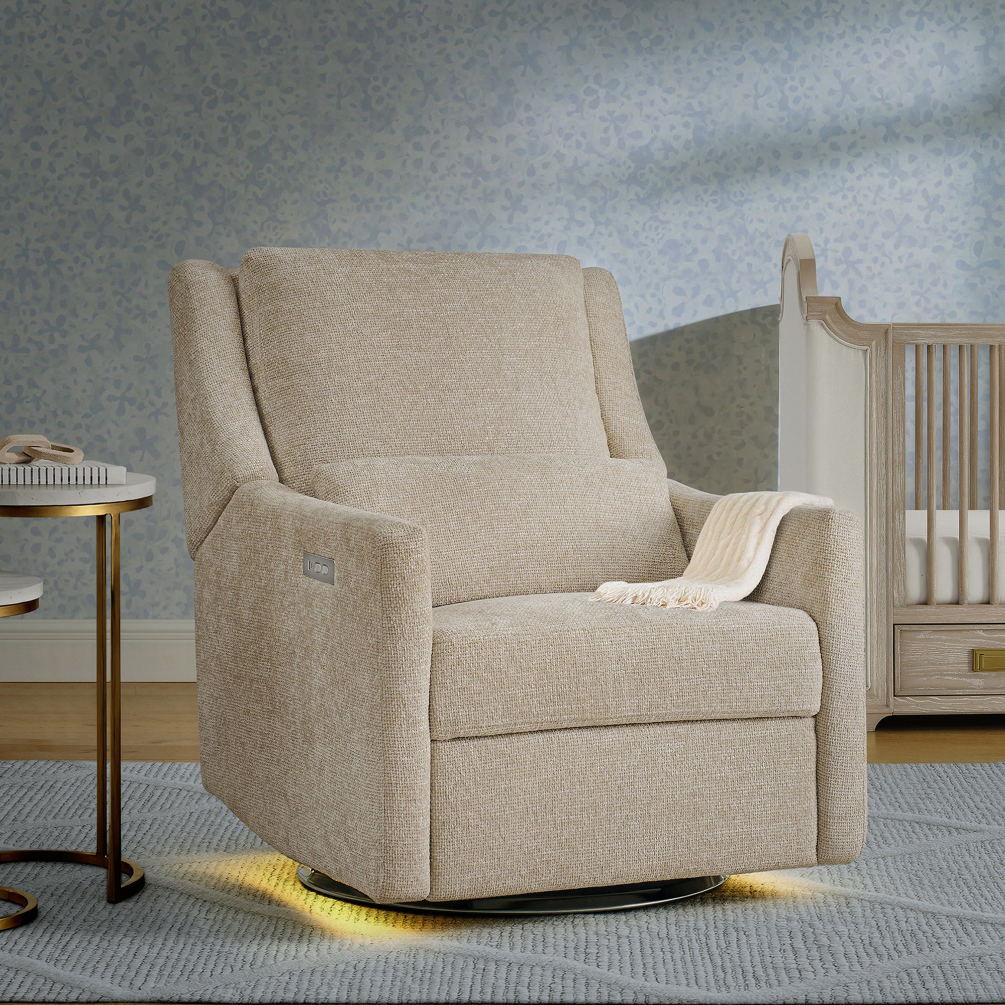 Seoul Power Recliner With USB-C Charging Ports, Nightlight & Lumbar Pillow, Sand, Tan