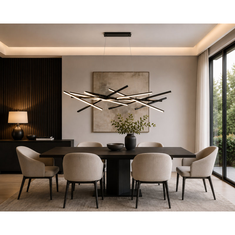 Xyanna Dimmable LED Chandelier, Matte Black