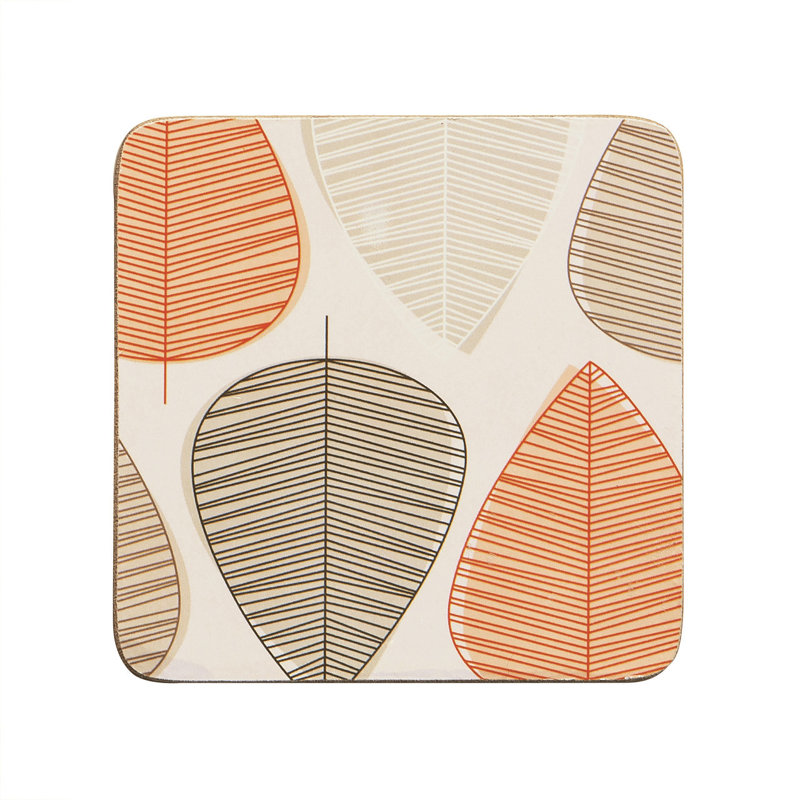 Cork Square 4 Piece Coaster Set, Orange