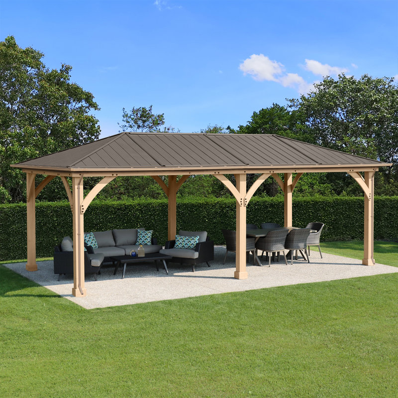 Ensemble de gouttière Yardistry Meridian Gazebo - PVC durable avec quatre tuyaux de descente et installation facile