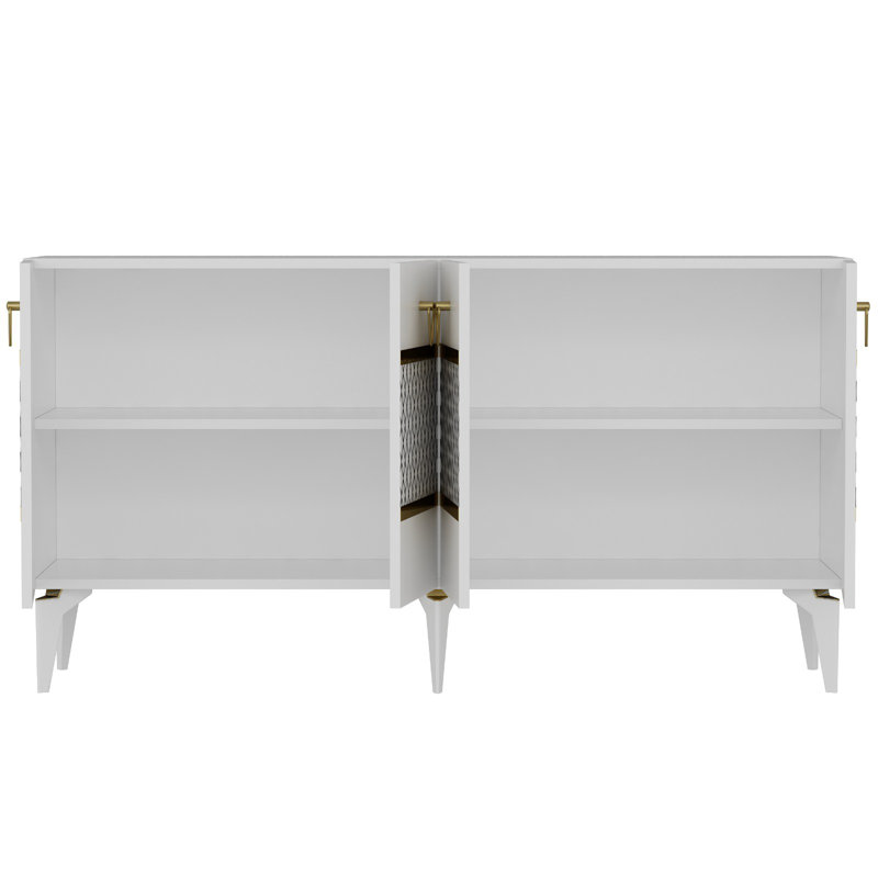 Olivia 79cm Sideboard, White/Gold