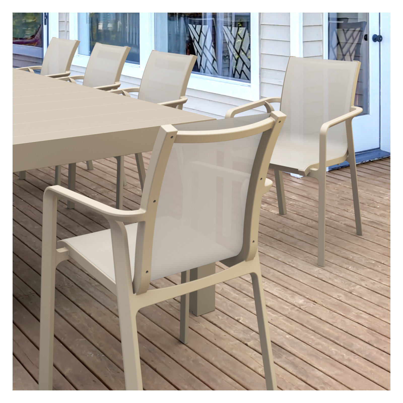 Farrah 118'' Rectangular 10 - Person Outdoor Dining Set, Taupe