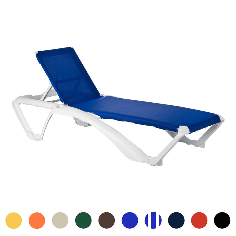 190cm Long Reclining Single Chaise, Blue, White