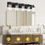 Éclairage pour meuble-lavabo (5 lumières), (3000K / 3500K / 4500K / 5000K / 6000K, à intensité variable), luminaire de salle de bain à DEL de protection des yeux, applique murale moderne sur miroir avec abat-jour en verre transparent-1201237307