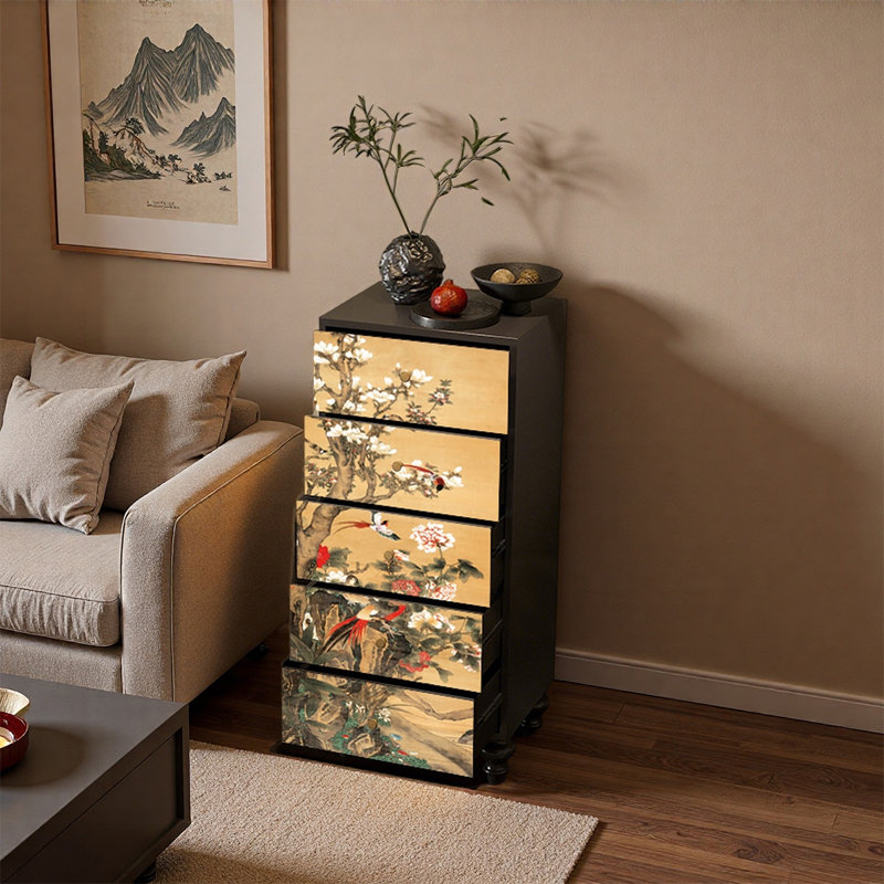 Armoire polyvalente à cinq tiroirs en pin