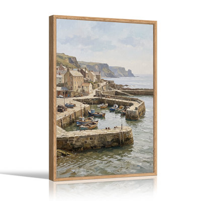 Stone Harbor with Fishing Boats Canvas Wall Art