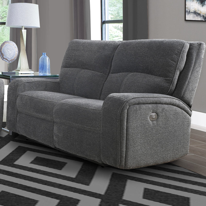 Ethan 63" Square Arm Power Reclining Loveseat, Bizmark Grey