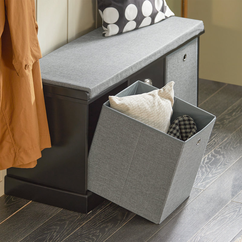 Raine Upholstered Storage Bench, Black
