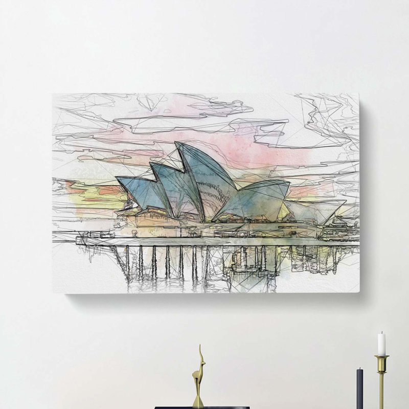 Sydney Opera House At Sunset In Abstract - Wrapped Canvas, 35cm H x 50cm W x 3cm D