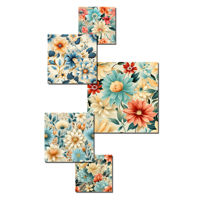 Bernardston - Ensemble de 5 décorations murales florales