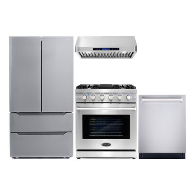 4 Piece Kitchen Package with French Door Refrigerator & 30"" Freestanding Gas Range -  Cosmo, COS-4PKG-089