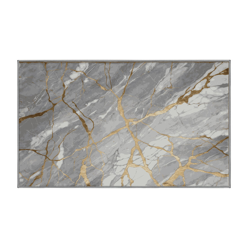 Machine Washable Gray Area Rug, Rectangle 2' x 3'