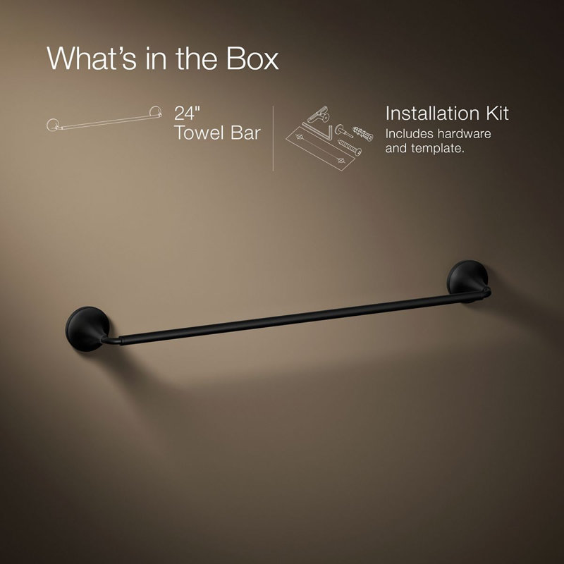 Tone Towel Bar, Matte Black, 24"W
