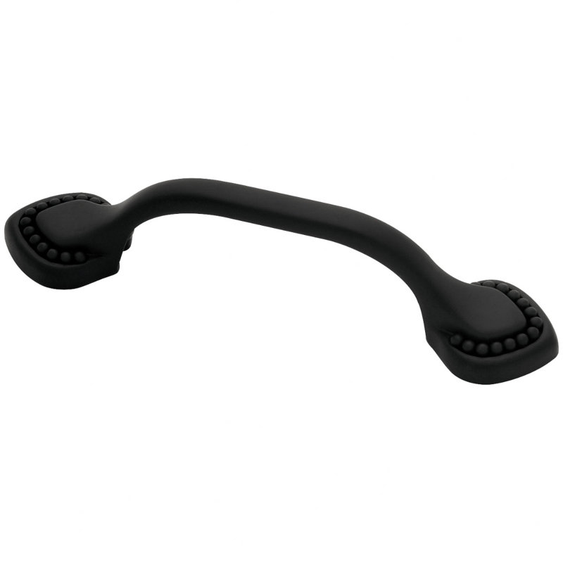 Decorative Double Beaded 3" Center to Center Arch Pull, Matte Black