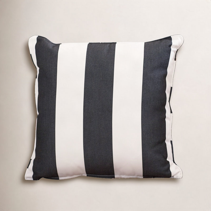 Striped Sunbrella® Outdoor Reversible Throw Pillow, Cabana Classic Black Stripe Sunbrella®, 22", 22"